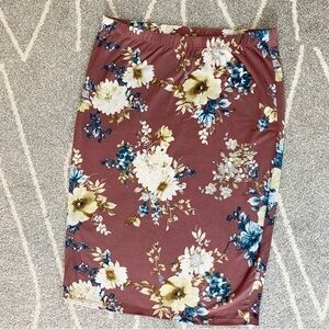 Acting Pro Mauve Pink Floral Stretch Pull on Pencil Skirt